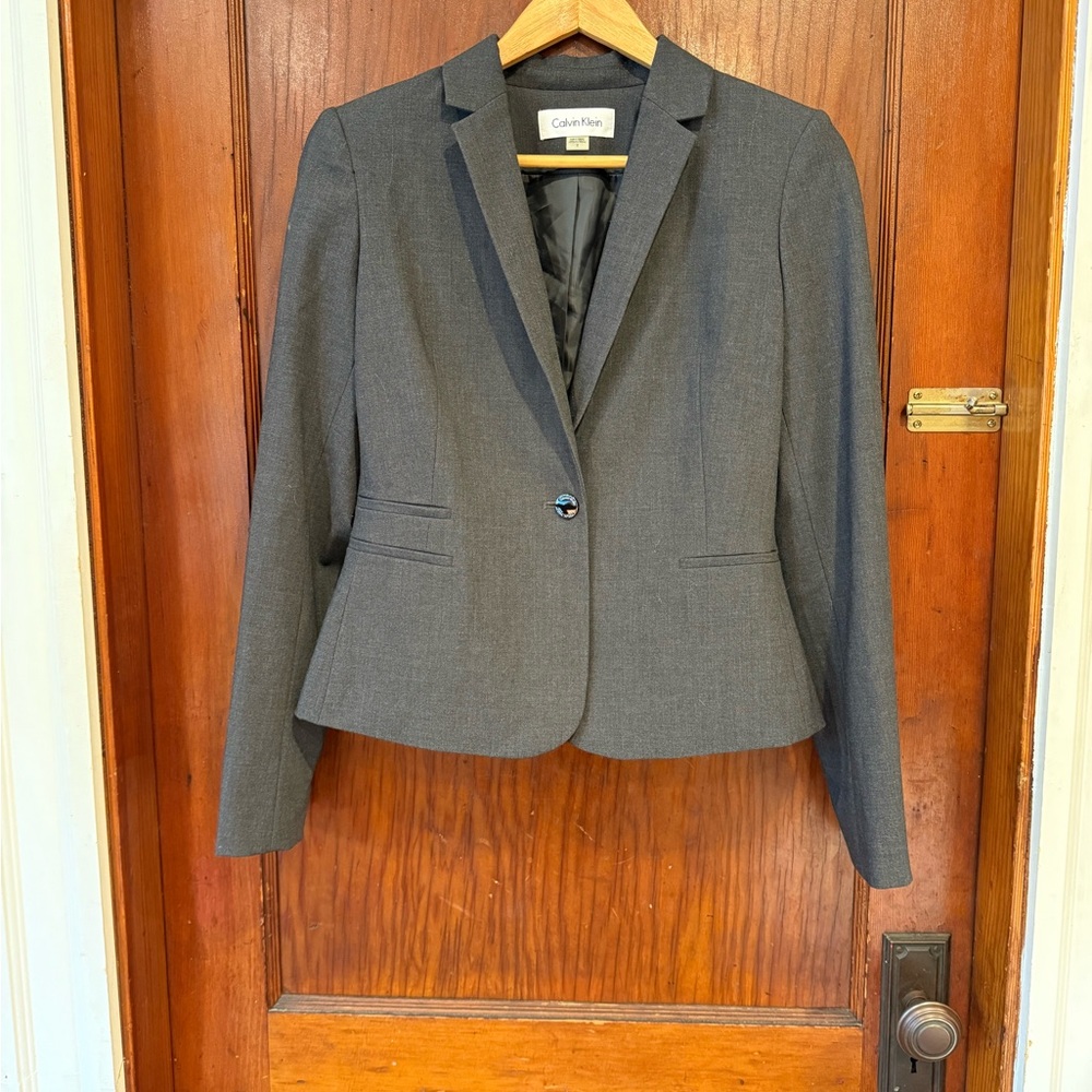 Calvin Klein Gray Blazer Tailored Suit Jacket